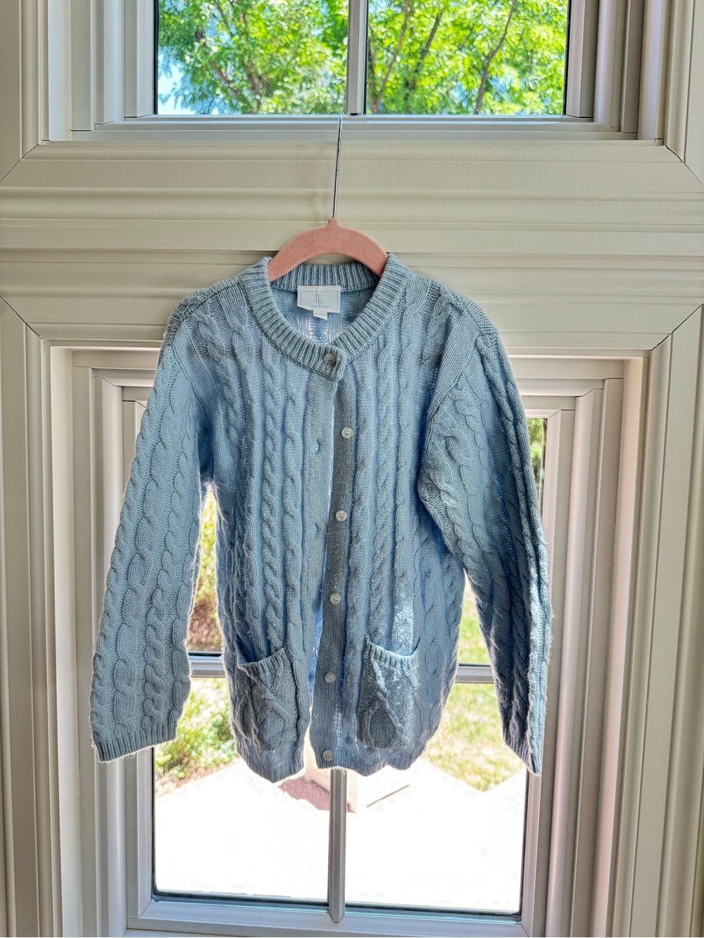 Classic Cashmere Blend Cardigan - Light Blue
